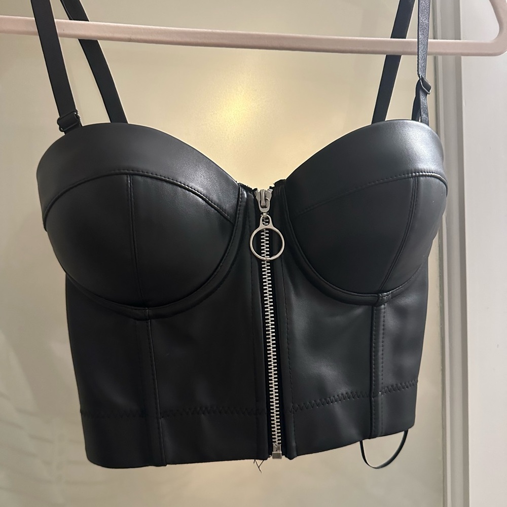 Leather Bustier Zip Corset